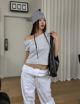 Clothi Solid クロップ ショートスリーブ フーディー