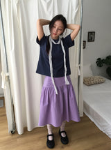 ジャンタダイアゴナルボタンバンディングミディスカート