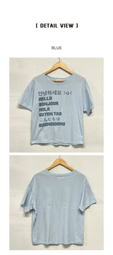 ボンジュハイレターセミクロップベーシックフィットショートスリーブTシャツ5カラー