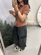 チェックフリルシャツ