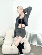 1236. パッチワークカーゴクロップフード cardi (3color)