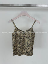 leopard camo lettering strap sleeveless