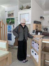 [unisex] ケルトウールオーバーニットフードジップアップ