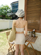 cream halter bikini