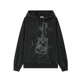Ripped retro baggy hooded sweatshirt