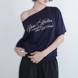[Robbins] レタリング ワンショルダー ショートスリーブ Tシャツ 3カラー