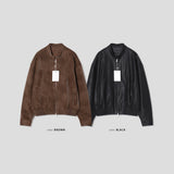 LMN アーロンレザーオーバーサイズフィットチャイナジャケット (2color)