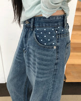 グエンスターバックルワイドレッグデニム