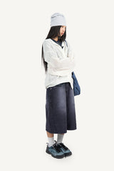 Sand-washed Bermuda denim pants