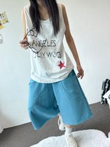 Penny Tattoo Print Oversized Longline Sleeveless Top 5color