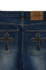 cross boots cut (blue)