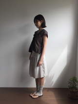 Marine button midi skirt (3color)
