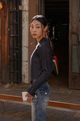 (W) CROPPED KNIT CARDIGAN