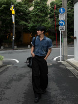 Ron western denim short-sleeved shirt