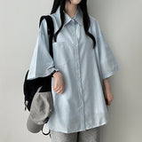 Gashu Embo Stripe Boxy Fit Short Sleeve Shirt