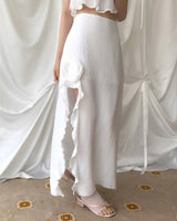 [ white mood ] one - rose veil long chiffon sk