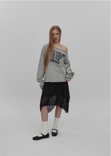 [MADE] Ritz Boat Neck Printed Long Sleeve Tee