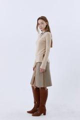 WOOL BLEND MIDI SKIRT_BEIGE