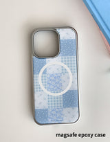 [MADE]ブルーパッチ シルバーエポキシ MagSafe iPhoneケース