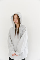 frill stripe double hood shirts(2colors)