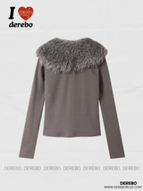 Tinker Bell Fur Wide Collar Long-Sleeved T-Shirt