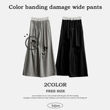 Bimbe color banding ダメージカッティング トレーニングワイドパンツ