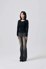 LISE SHIRRING TOP / BLACK