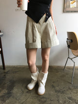 Pintuck roll-up culottes (3color)