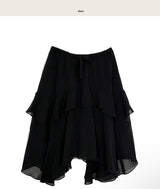 [ festival ] overve long chiffon bloom asymmetrical sk