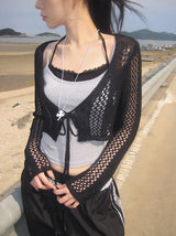 Berin Short Vintage Mesh Knit Cardigan