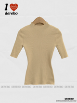 half-turtleneck slim line knitwear T-shirt