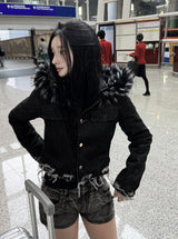 Damage Fur Denim Jacket