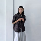 Textured Plaid Boxy Shirt