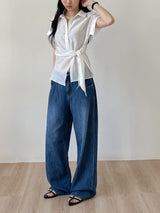 [Short Sleeve ver.] Kaya Wrap See-through Roll-up Shirt