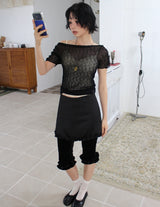 SATIN FRILL MINI SKIRT
