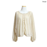 (3color) Shirring Bean Button Linen Slub Cardigan
