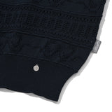 RIBBON CROCHET CROP KNIT VEST [DARK NAVY]
