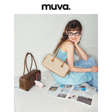 muva.ライトレトロ スプライスド キャンバス ボストンバッグ ラージキャパシティ ショルダーバッグ