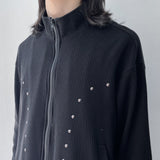 V-Stud Stand Collar Zip Jacket