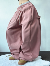 FLEECE❤SNAP POINT BALLOON TRAINING PANTS💚🩷🧸🩶🖤6COLOR