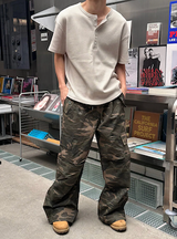 [Unisex] ワッフルヘンリーネックハーフスリーブ (4color)