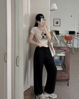 Waffle-printed short-sleeved T-shirt