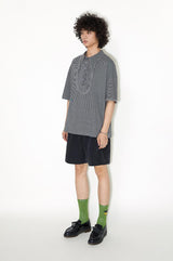 レースストライプポロショートスリーブTシャツ