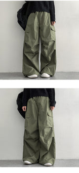 ベダーピンタックワイドカーゴパンツ (5 colors) ヘムストリング!
