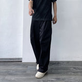 Black Curved Wide-Leg Trousers