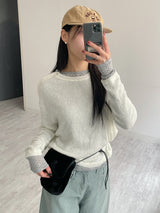 バックルシースルーニットTシャツ