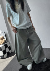 Back Check Pocket Cotton Balloon Fit Pants 5color