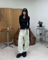 Luen Wrap Henley Neck Long Sleeve