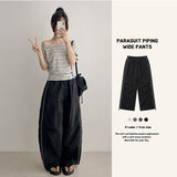 [Two-Way Pants✨] サイドラインワイドクリンクルパンツ (4 colors)