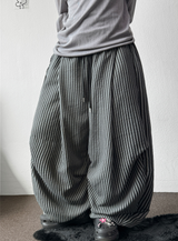 Surpassing 5,000 units sold Striped Linen Balloon Parachute Long Pants 3 Color 